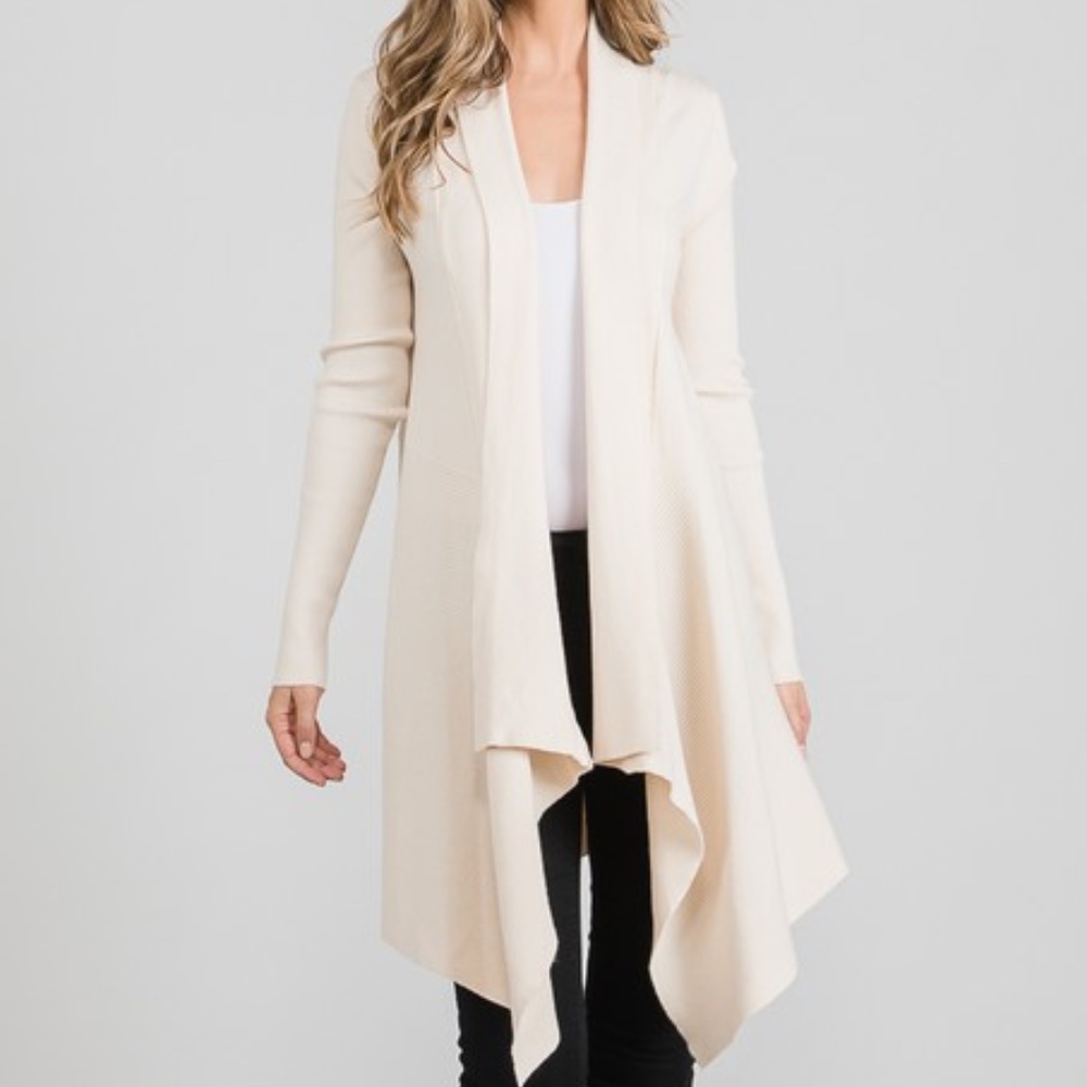 Open Front Sweetheart Long Sleeve Cardigan
